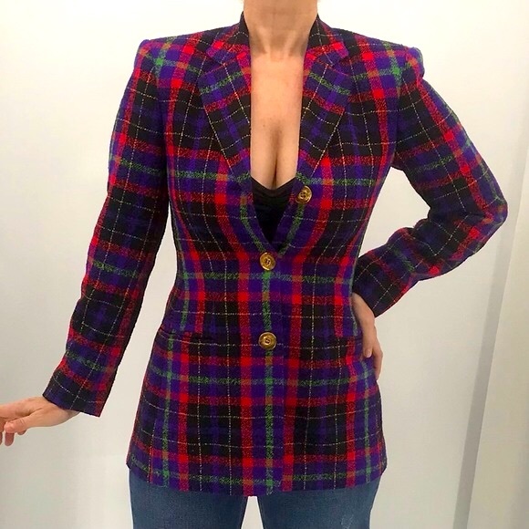 Escada Jackets & Blazers - Escada Laurel Vintage 90’s Academia Plaid Wool Structured Blazer Jacket